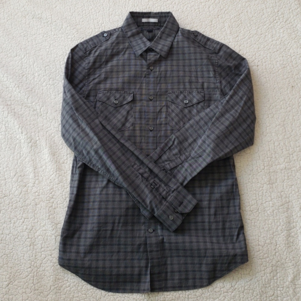 Plaid pocket front button down shirt